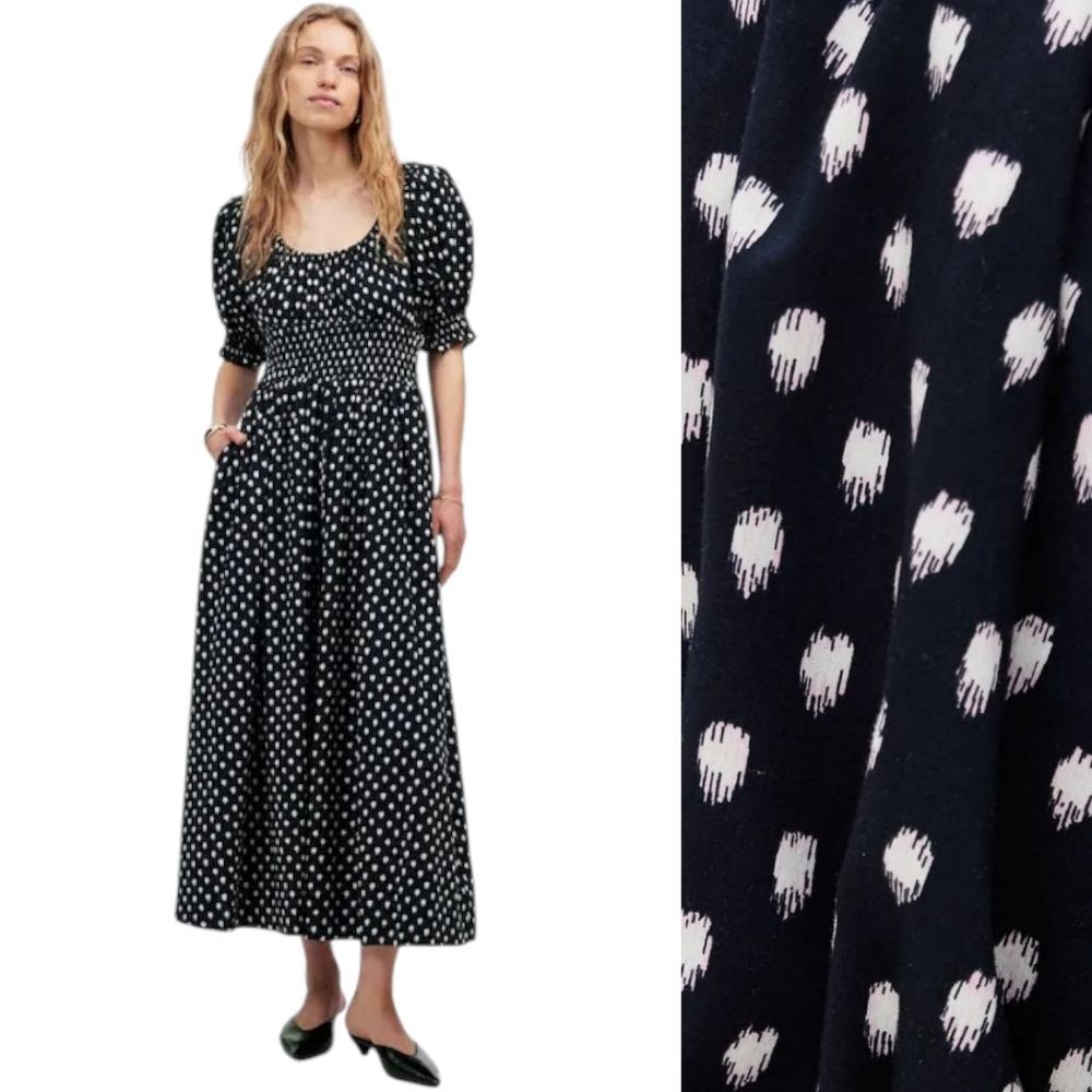 Elegant Black and White Polka Dot Dress